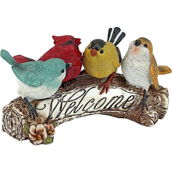 Birdy Welcome Sign Indoor/Outdoor Garden Bird Statue,4Inches Wide,10 Inches Deep - Picture 4 of 5